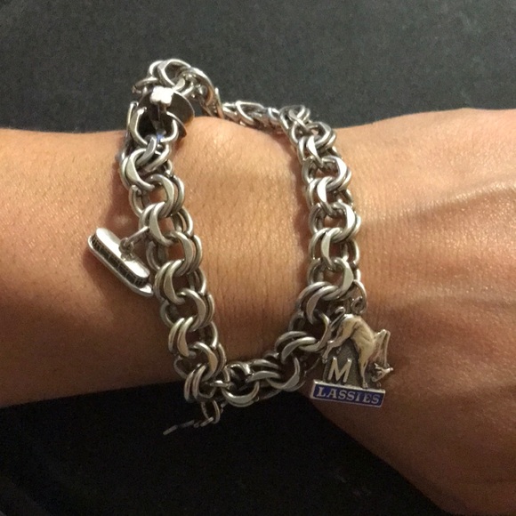 Silver Charm Bracelet with Cross and Lassies Charms - Picture 11 of 13